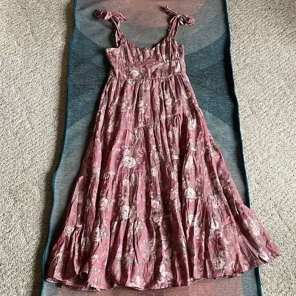 Altard State Floral Pink Tiered Midi Dress - Picture 10 of 12